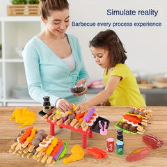 27pcs Kitchen Playset BBQ Pretend Play Food with BBQ Grill Kitchen Accessories