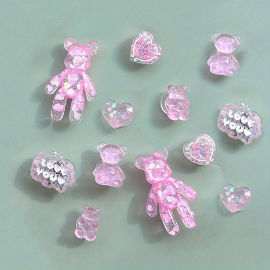 12pcs 3D Bear Shoe Charms Slipper Accessories Ornaments