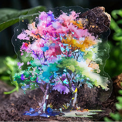 20pcs Tree Waterproof Stickers, 3.9In Hand Curtain Stickers, Water Bottle Decor