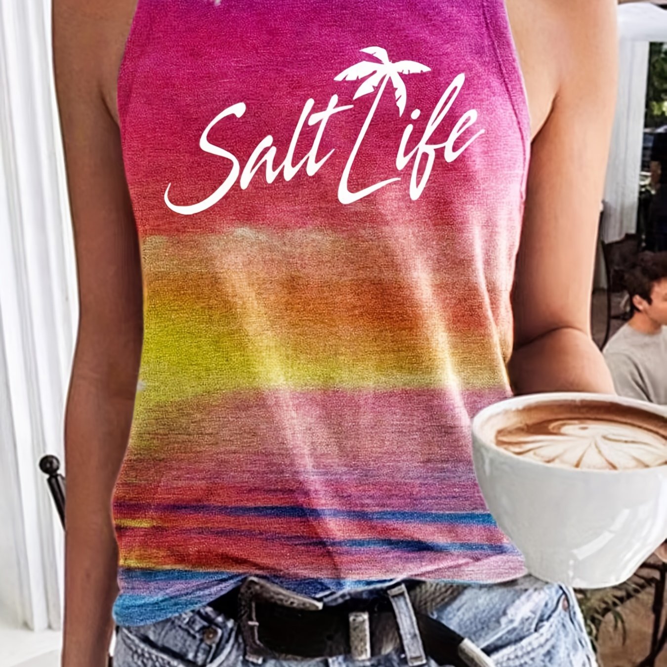 Sunset Letter Print Tank Top Sleeveless Summer Tank Top