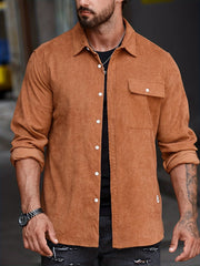 Men's Casual Lapel Shirt Button Up Long Sleeve