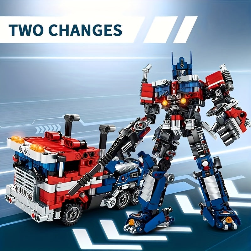1000 Particles Mecha Robot Car 2in1 Toy, Movable Joints, Pushing Mobile Wheels