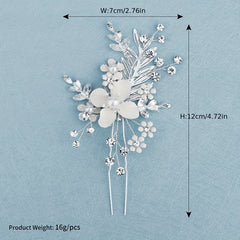 Flower Charm Hair Pin Rhinestone & Pearl Headwear Bridal Wedding Accessory