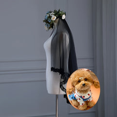 Romantic Floral Bridal Veil with Lace Trim for Brides