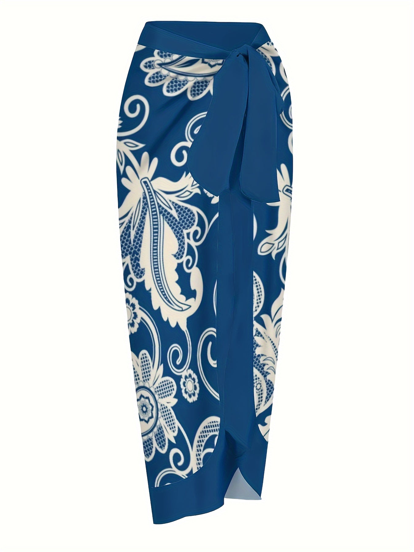 Boho Bikini Set Baroque Print Swimsuit & Cover Up Skirt Two Piece Set