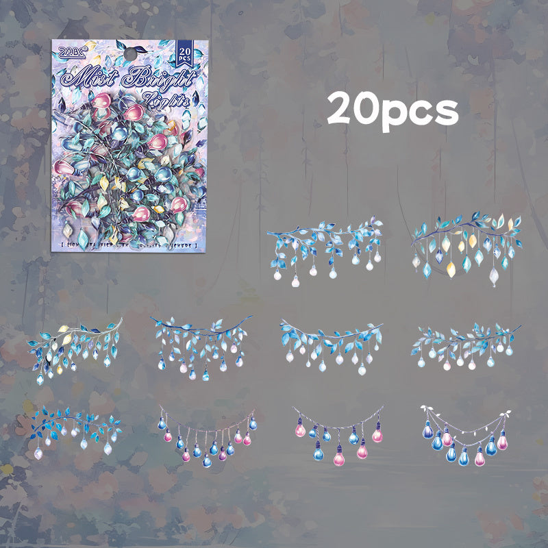 20pcs Retro Colorful LED Strip Stickers Transparent Waterproof for Scrapbooking