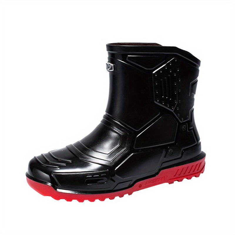 Men's Mid Top Rain Boots Waterproof Non-slip Galoshes