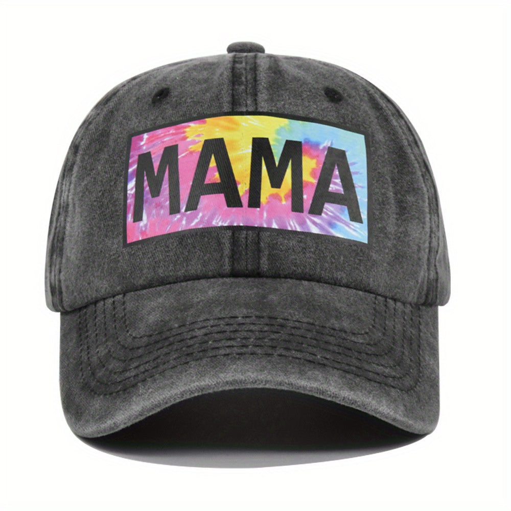 MAMA Graffiti Print Baseball Cap Distressed Cotton Dad Hats