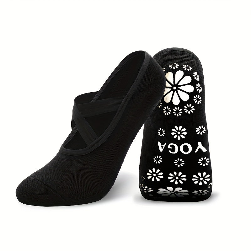 Women's Non-slip Cross Strap Yoga Socks Breathable Dance Training Socks