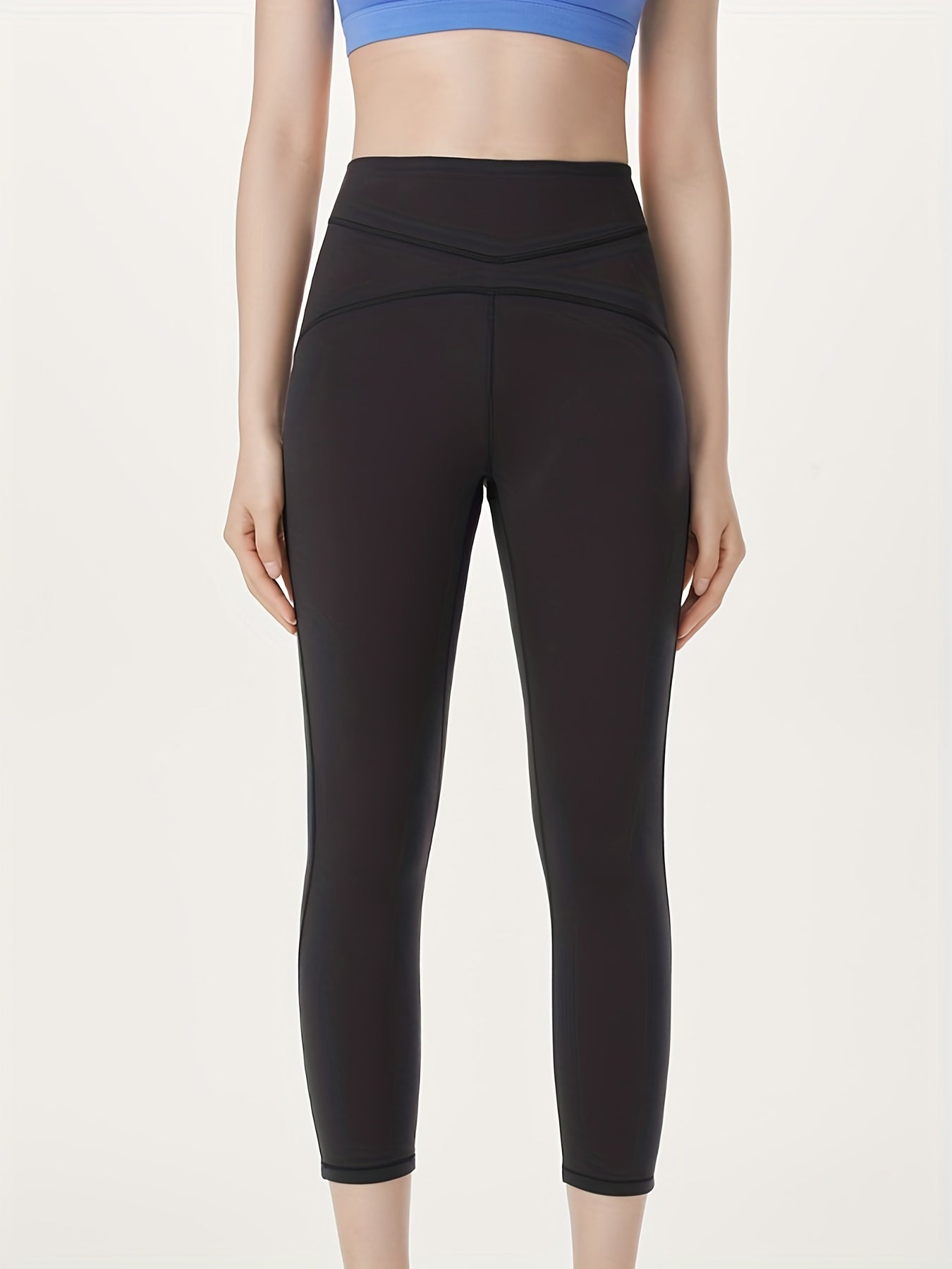 Women's Solid Yoga Leggings Butt lifting Tummy Control Slim Fitted Sports Tights