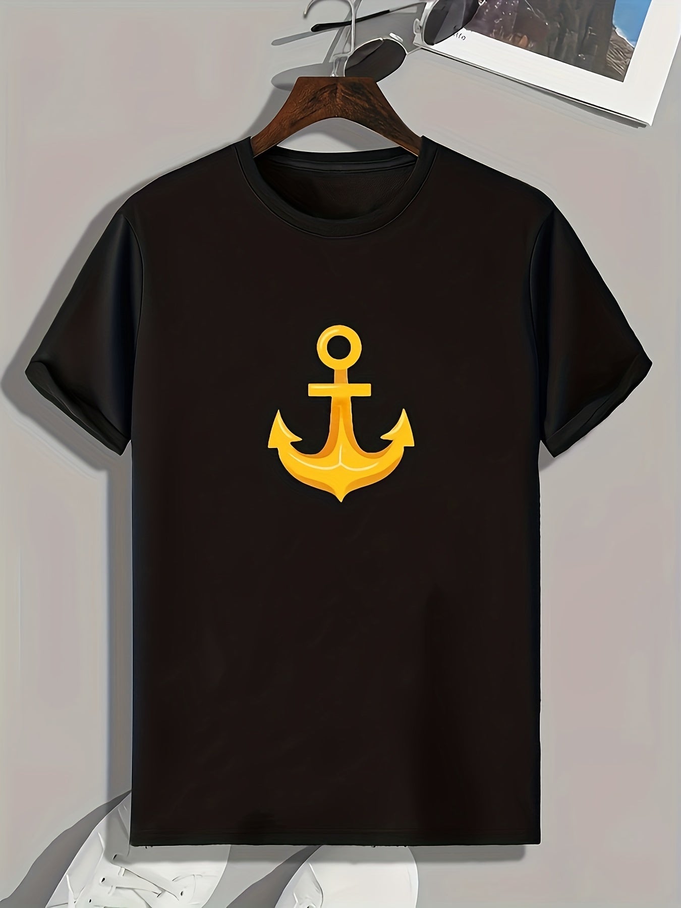 Anchor Pattern Men's Sports T-Shirt Graphic Tee for Fitness Activities