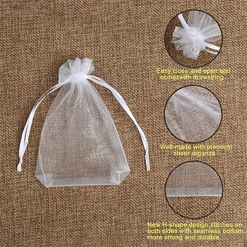 10pcs Transparent Organza Bags Wedding Gift Bags Jewelry Gift Bags