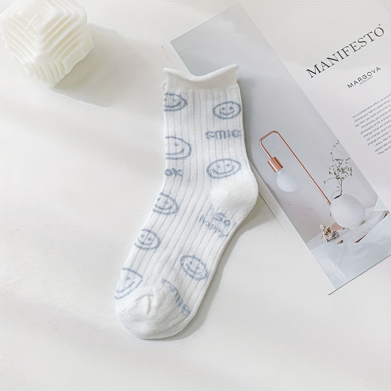 5 Pairs Women's Floral Print Socks