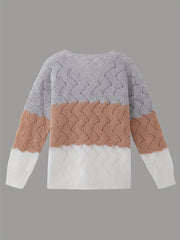Colorblock V-Neck Sweater Long Sleeve Jumper