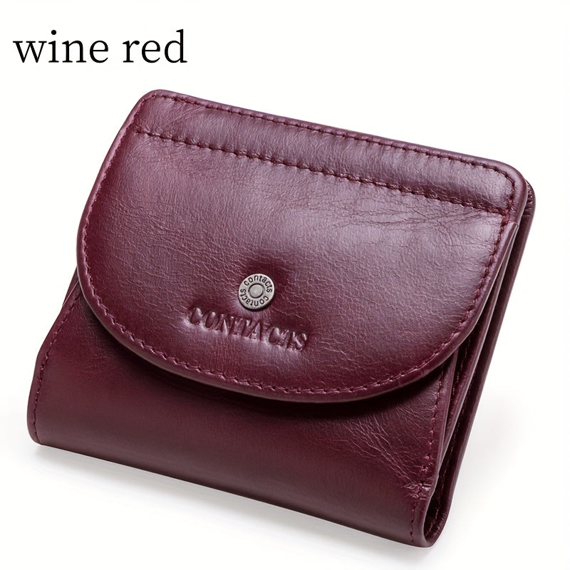 Women's Leather Coin Pocket Wallet Compact Organizer for Cards Phone Minimalist