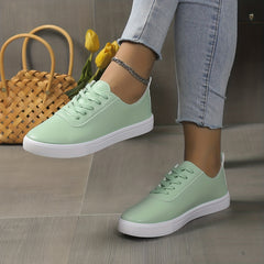 Women's Flat Skate Shoes Lace Up Sneakers Casual Walking Shoes
