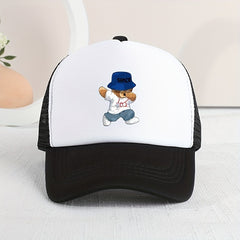 Mesh Bear Print Baseball Cap Sunshade Peaked Cap for Kids