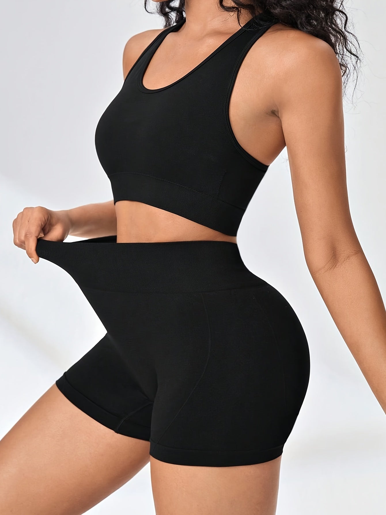 Yoga Workout Set Sports Bra & High Waist Shorts