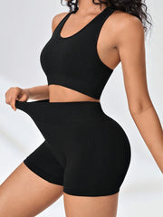 Yoga Workout Set Sports Bra & High Waist Shorts