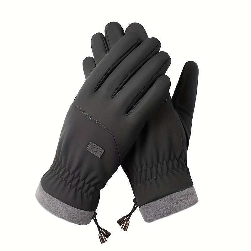 Men's Plus Fleece Windproof Waterproof Gloves for Driving Riding