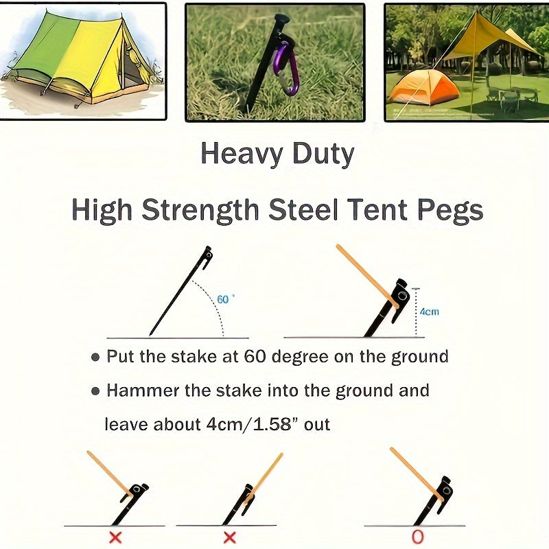Adjustable Canopy Pole Holder Ground Nail Stand 8pcs