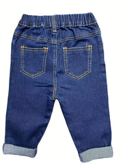 Boys Vintage Denim Jeans Elastic Waist Autumn Spring