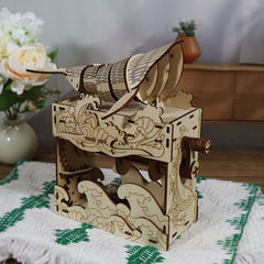 3D Wooden Puzzle Whale Music Box Handcrafted Marine Mechanical Wind Up Soothing