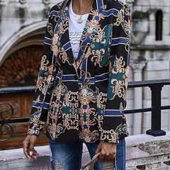 Boho Baroque Print Plus Size Blazer