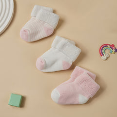 3pairs Newborn Baby Plush Winter Crew Socks Boys Girls