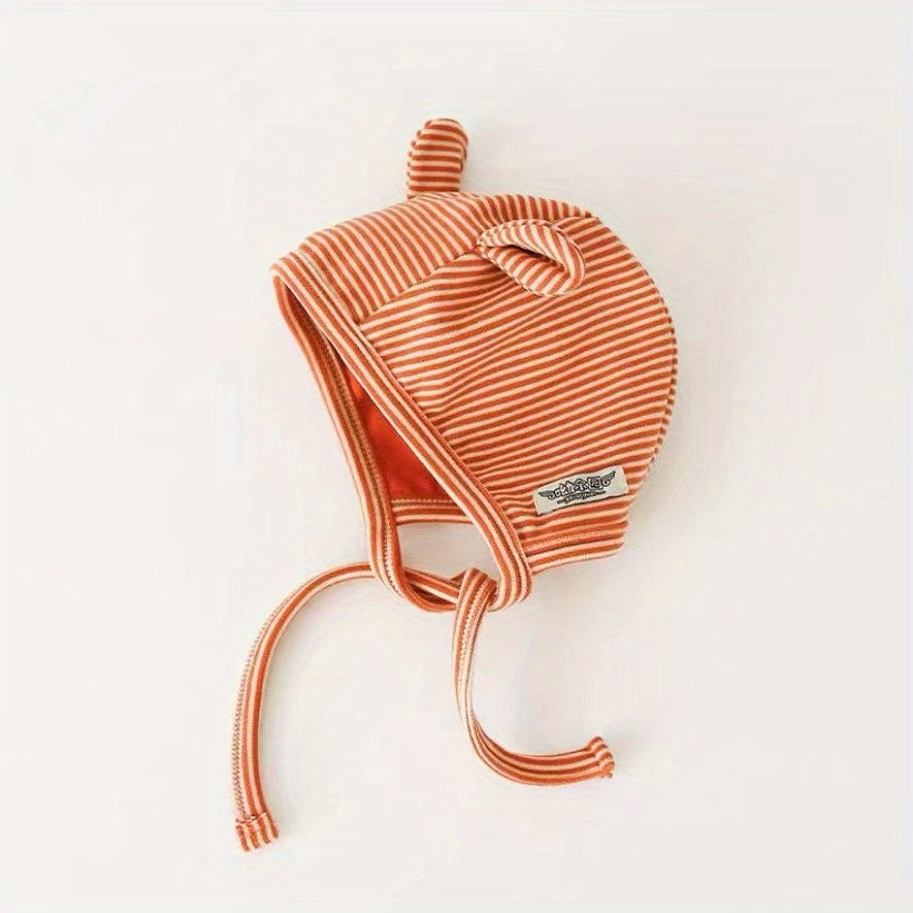 Striped Baby Ear Protection Hat Spring Autumn Cap