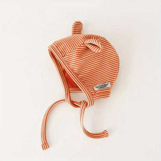 Striped Baby Ear Protection Hat Spring Autumn Cap