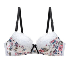 Sweet Lace Floral Print Bra Retro Bralette Women's Lingerie