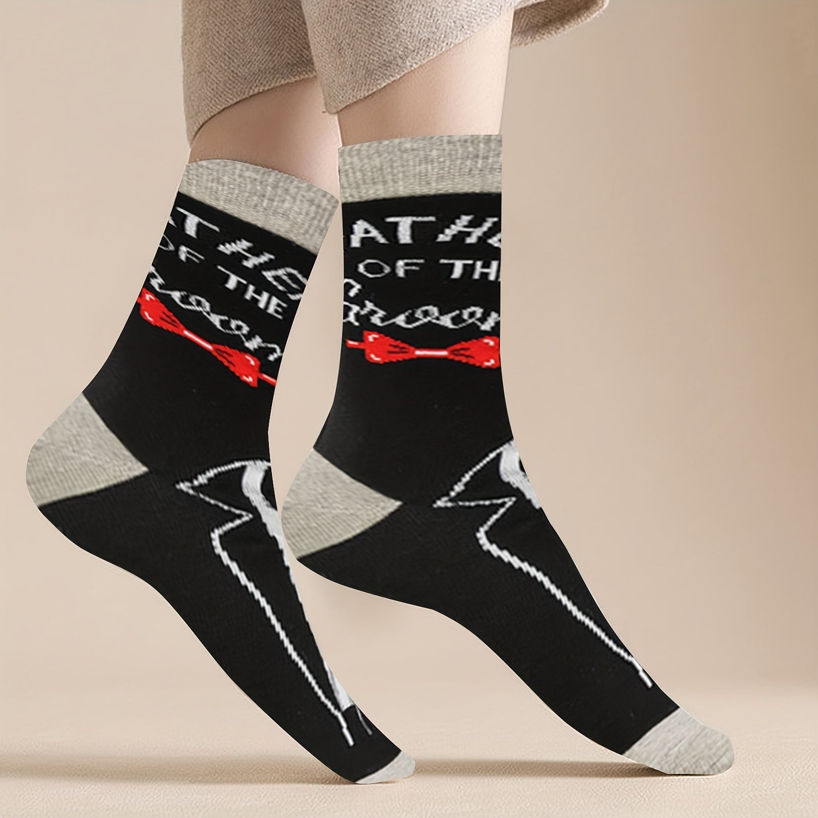 Men's Mathematical Pattern Crew Socks Cotton Blend Comfy Casual Unisex Socks