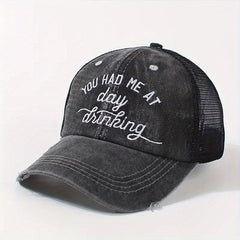 Vintage Ripped Washed Baseball Cap Ponytail Embroidery Mesh Trucker Hat
