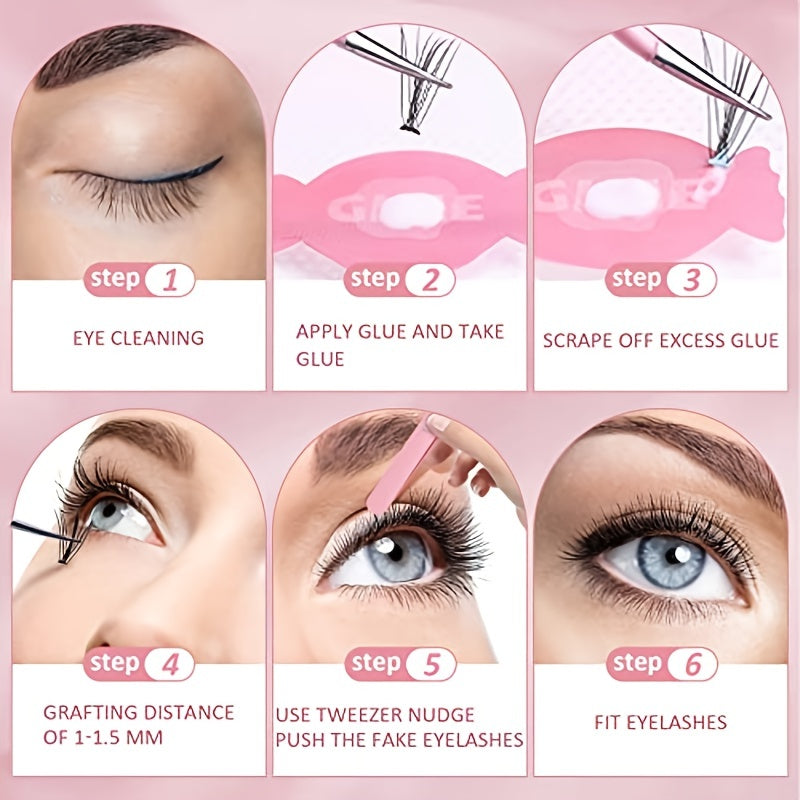 Individual Eyelashes Mixed 4 Types w/ Glue 296pcs