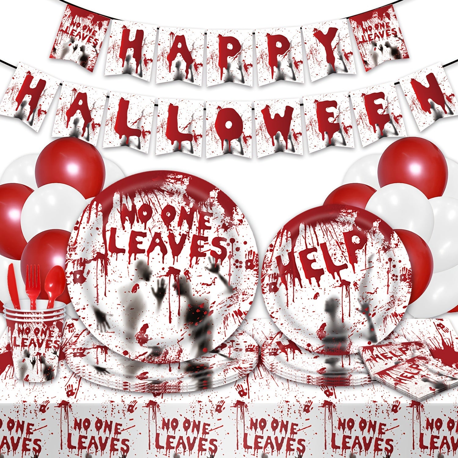 Halloween Scream Party Tableware Set for 16 Guests