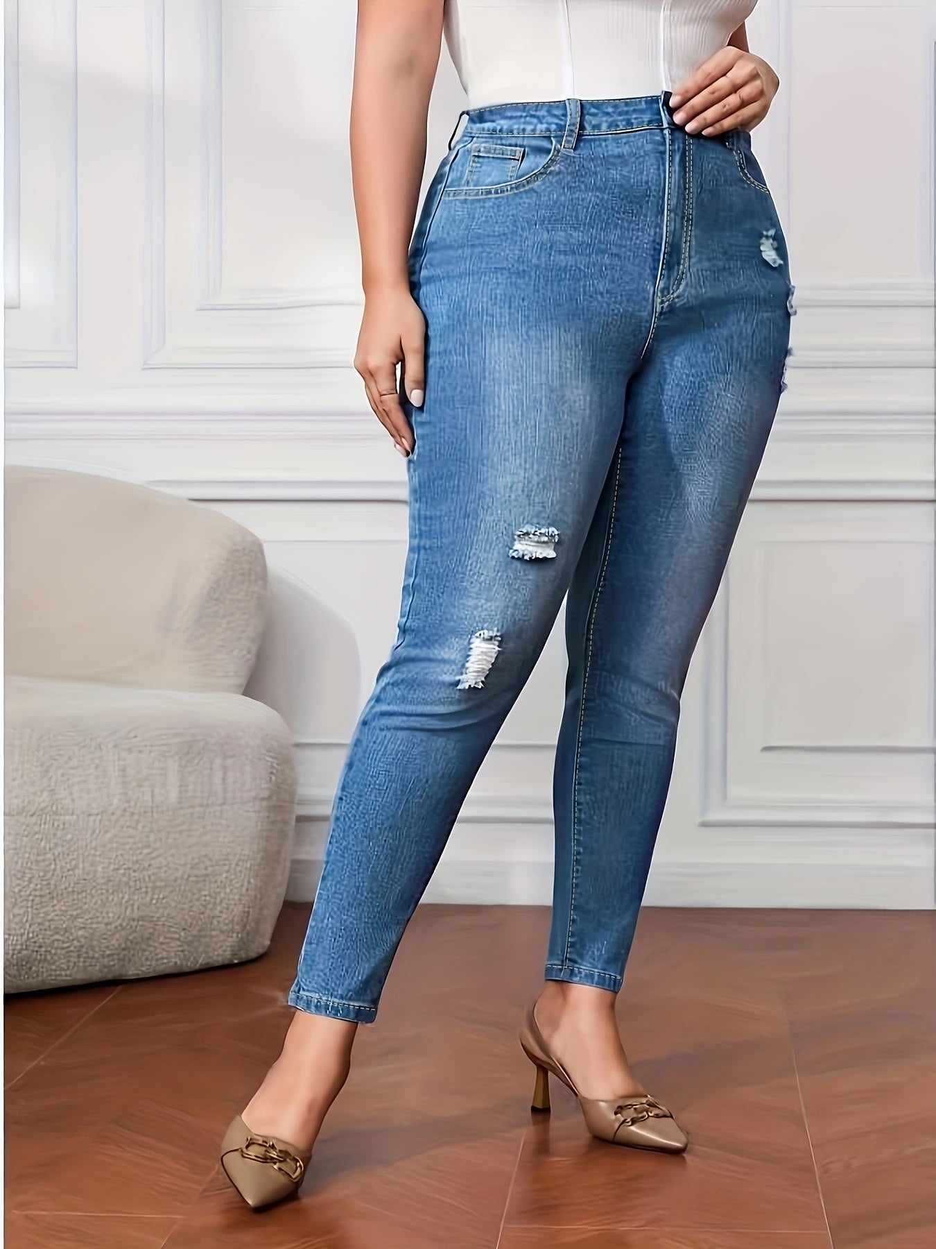 Ripped Skinny Jeans - Stretchy and Stylish