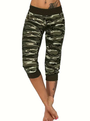 Camouflage Print Skinny Capris Leggings for Women