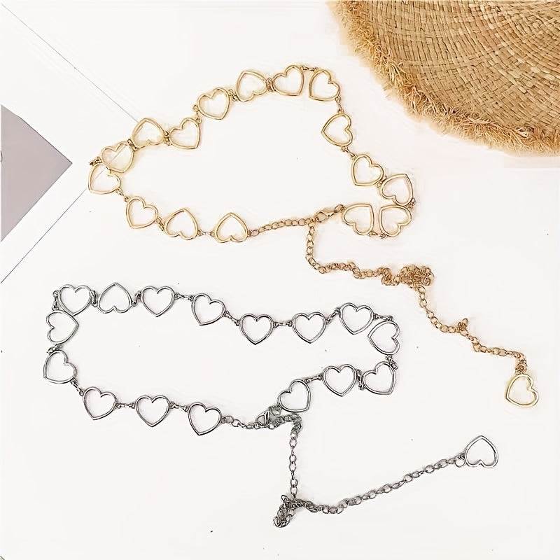 Boho Heart Hollow Waist Chain Tassel Dress Chain Women Adjustable Body Belts