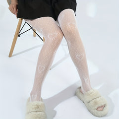 Heart Jacquard Hollow Fishnet Tights Women's Stockings