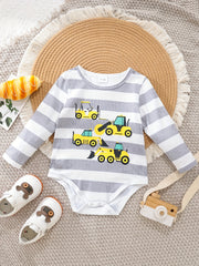 Baby Boys Excavator Print Bodysuits 3pcs Set