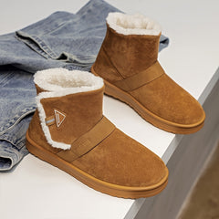 Solid Round Toe Snow Boots Plush Inner Thick Sole Platform Ankle
