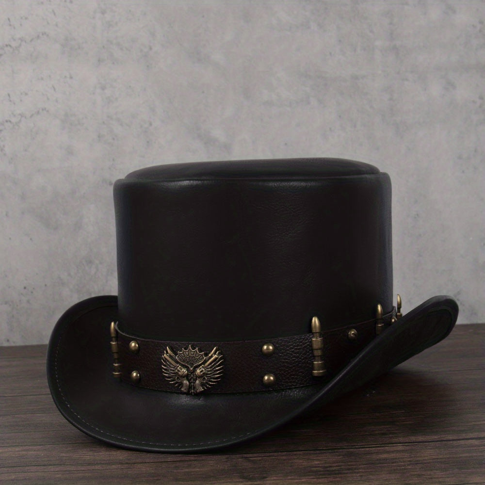 Leather Top Hat President Traditional Fedoras Magician Steampunk Cosplay Cap