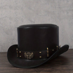 Leather Top Hat President Traditional Fedoras Magician Steampunk Cosplay Cap