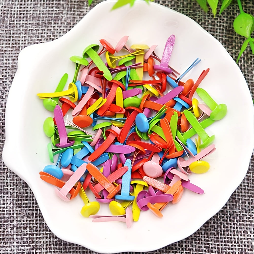 100pcs Mini Metal Brads Fasteners for Paper Crafts Mixed Colors