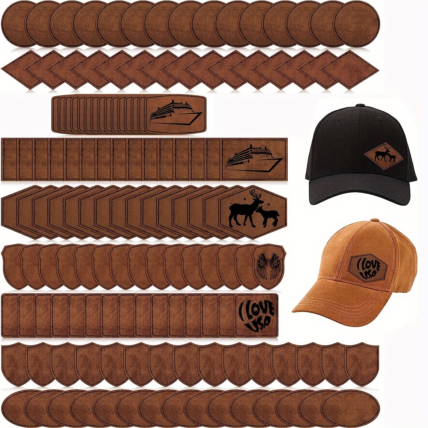Assorted Laser Print Leatherette Patches, Custom Hot Press Iron On Sewing