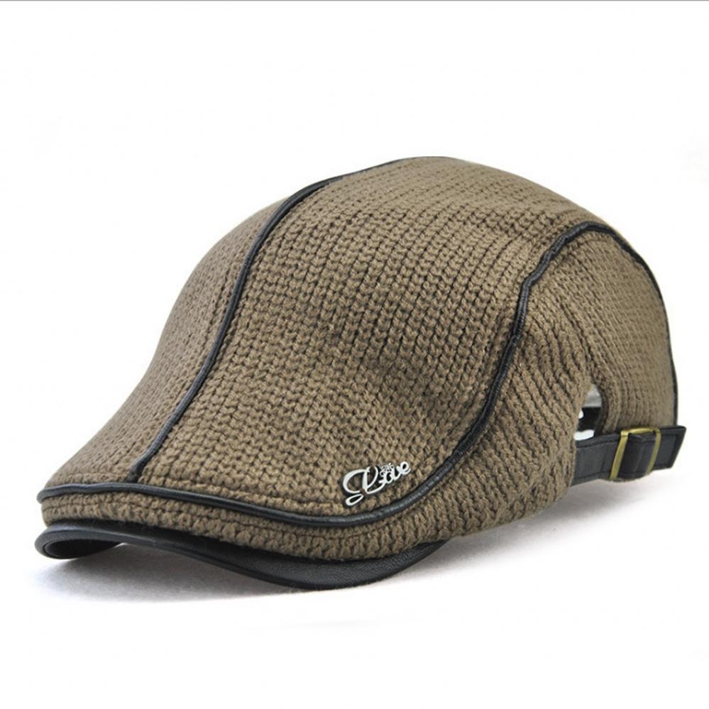 Men's Knitted Beret Adjustable Hat Flat Caps England Style Peaky Blinders Hat