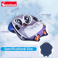 Inflatable Snow Tube Owl Pattern 47inch Coldproof Thick PVC Material