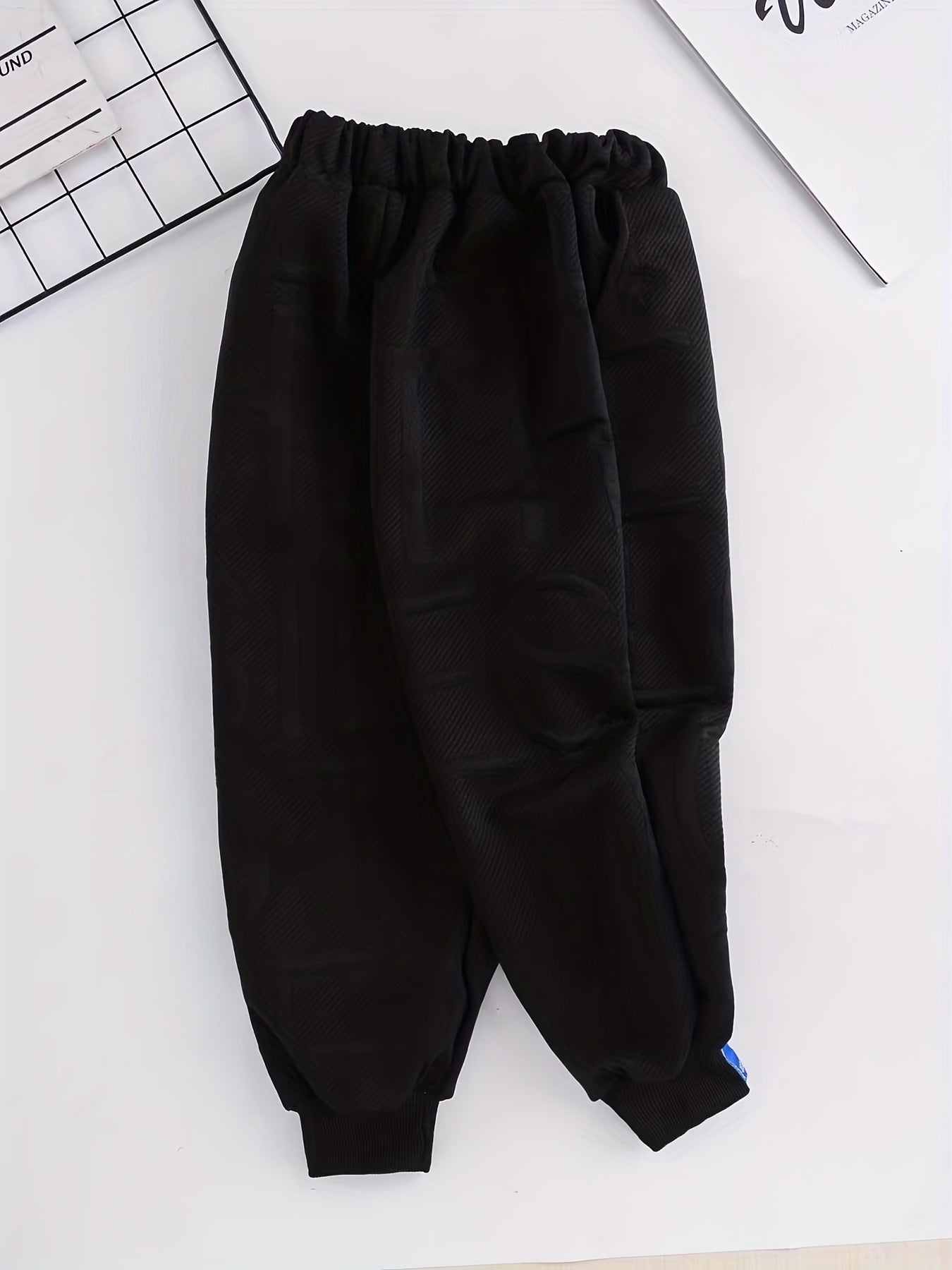 Boys Sweatpants Alphabet Texture Drawstring Elastic Waist Trousers