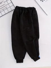 Boys Sweatpants Alphabet Texture Drawstring Elastic Waist Trousers